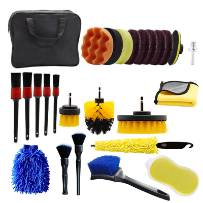 26 Stück Auto Detail Kit Innen- und Außen-Auto-Werkzeug-Kit Bohrmaschine Reinigungsbürste Set