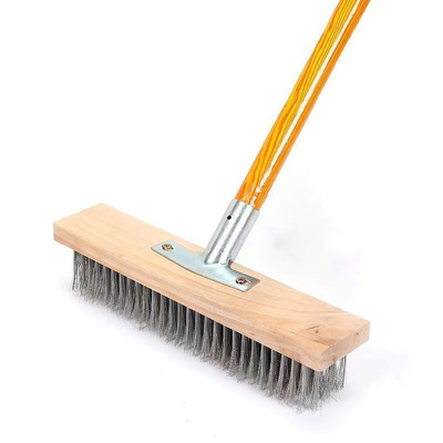 Außenhofreinigungsbürste Edelstahldrahtfegenbürste Bodenreinigungsbürste mit Holzgriff