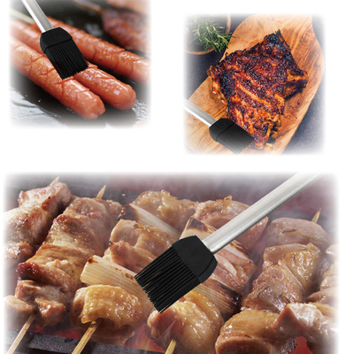 Hochtemperaturbeständige Silikon-Grillbürste Edelstahlgriffe Backölbürste BBQ Grill Basting-Bürste